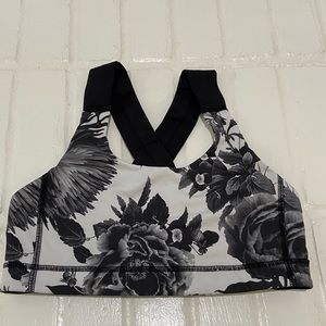 Lulu lemon black and white floral sports bra